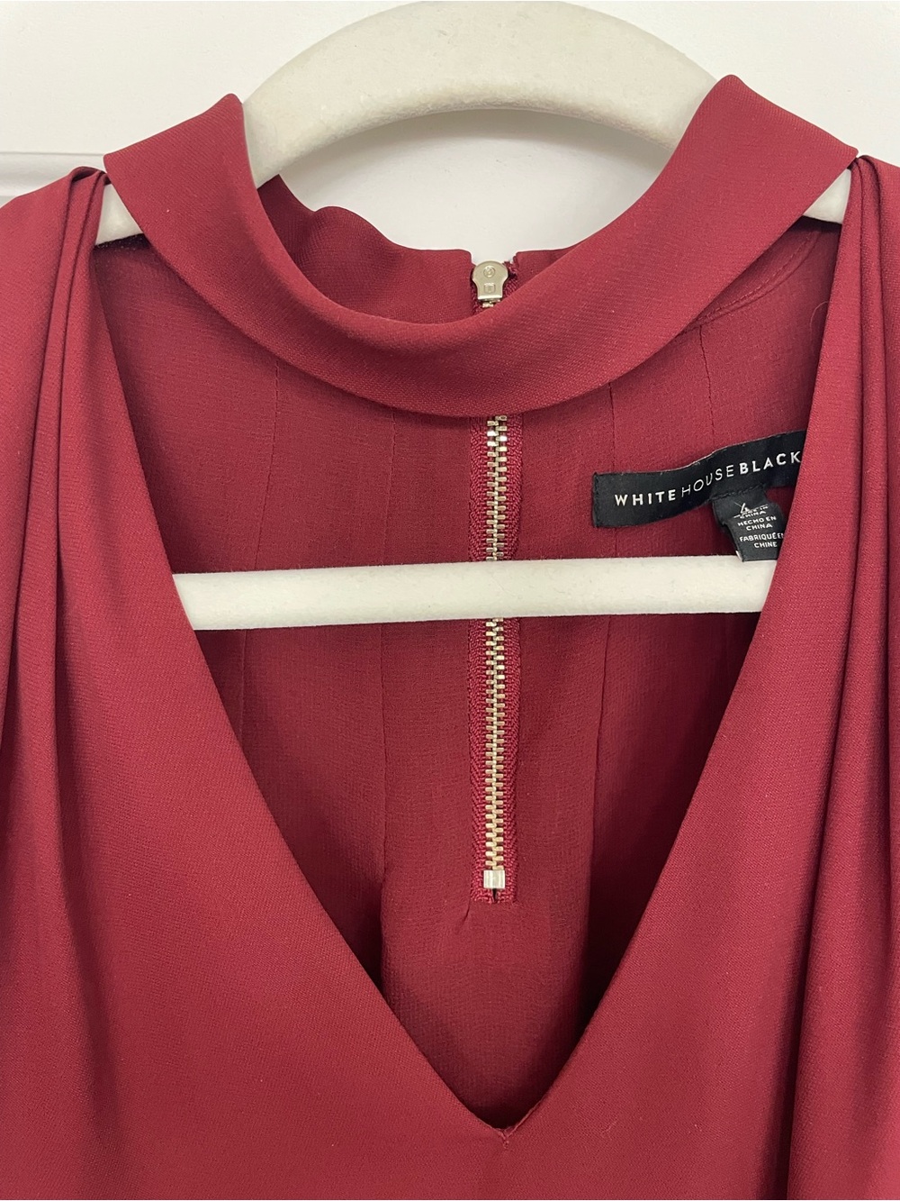 WHBM V-Neck Choker Top - Wine SIZE S - Picture 2 of 5